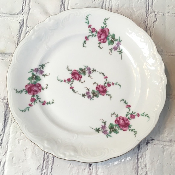 Vtg 1940s Wawel Fine Porcelain Rose Garden Gold Trim Bread & Butter Plates (2) - Picture 11 of 16